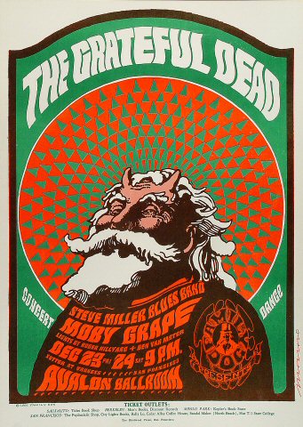 Grateful Dead Poster from Avalon Ballroom on 23 Dec 66: 14 1/4″ x 19 15/16″