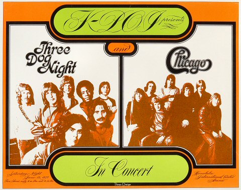 Three Dog Night Poster from Honolulu International Center on 19 Jun 71: 11 3/