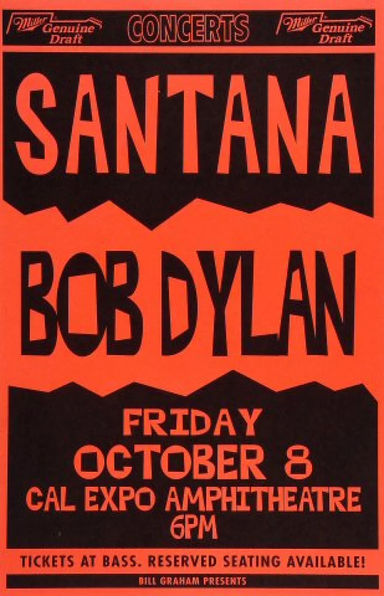 Santana Vintage Concert Poster From Cal Expo Amphitheater Oct 8 1993