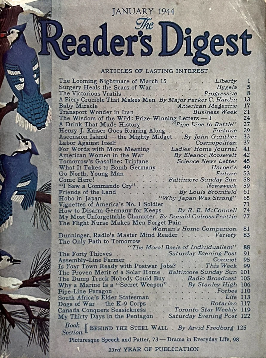 Readers Digest January 1944 At Wolfgang S