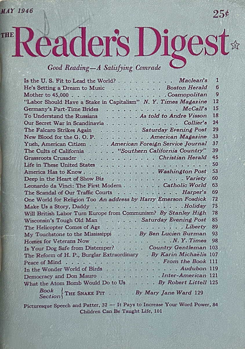 Readers Digest May 1946 At Wolfgang S