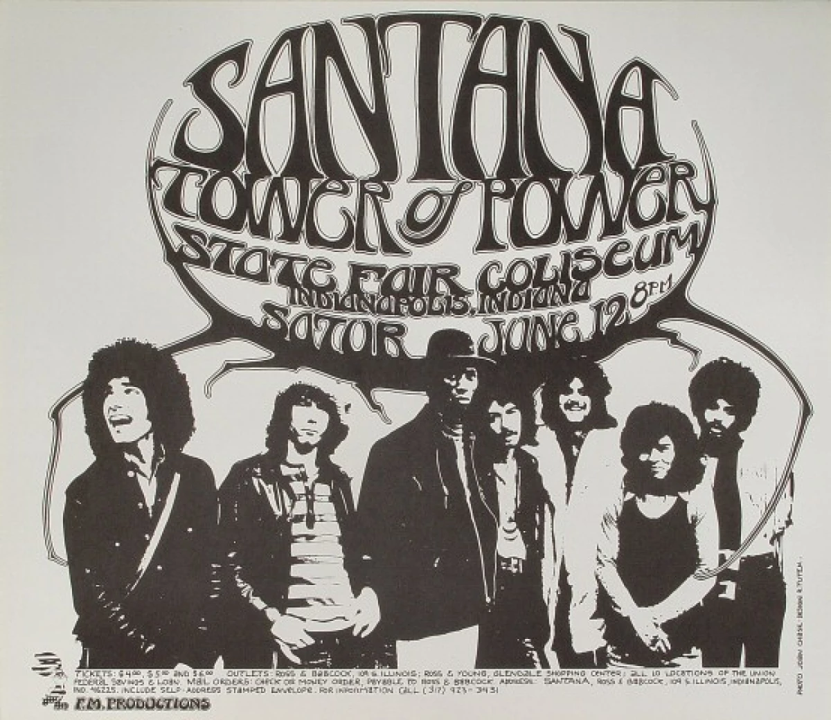 Santana Vintage Concert Poster From State Fair Jun 12 1971 At Wolfgang S