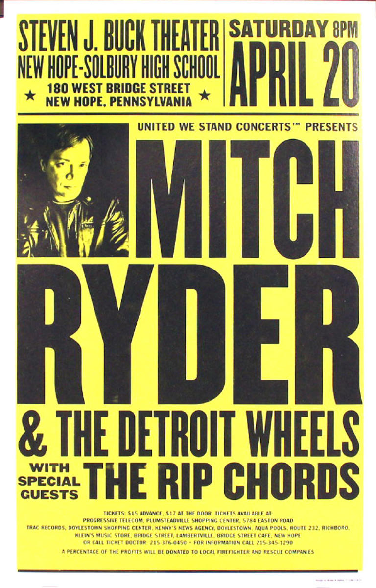 Mitch Ryder And The Detroit Wheels Vintage Concert Poster From Steven J