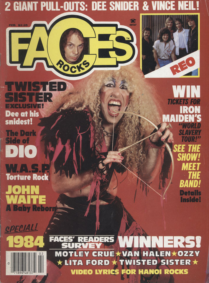 Faces rocks magazine : Dee Snyder of Twisted Sister (Feb.1985)dio,wasp,maiden Faces rocks magazine : Dee Snyder of Twisted Sister (Feb.1985)dio,wasp,maiden