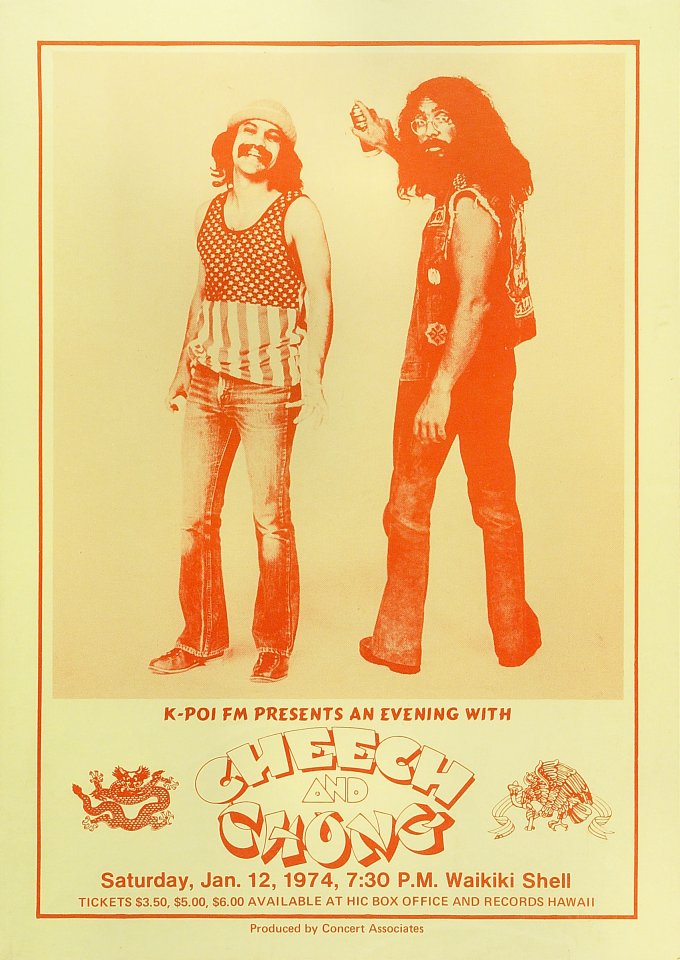 Cheech and Chong Vintage Concert Poster from Waikiki Shell, Jan 12 ...