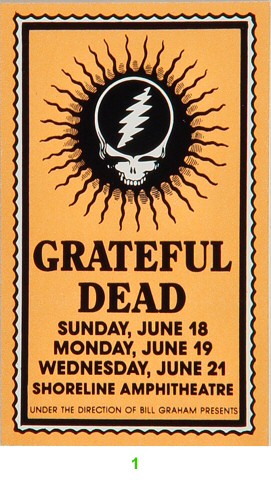 Grateful Dead Laminate from Shoreline Amphitheatre, Jun 18, 1989 at ...