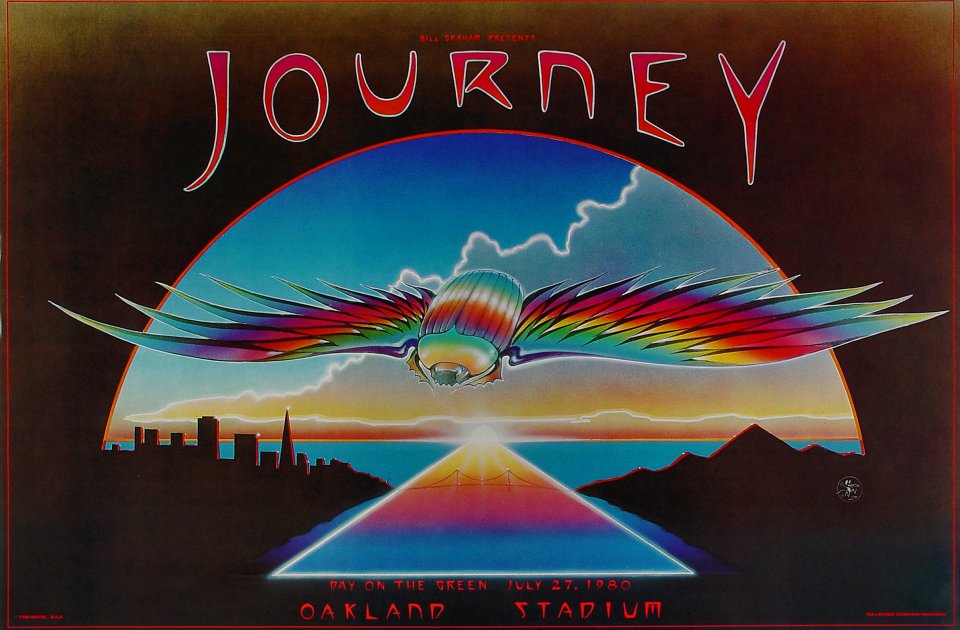 Journey Vintage Concert Poster from Oakland Coliseum Stadium, Jul 27