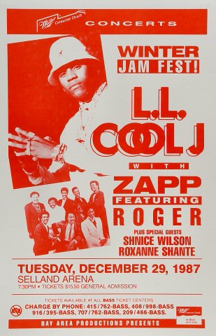 LL Cool J Poster from Selland Arena, Dec 29, 1987 at Wolfgang's