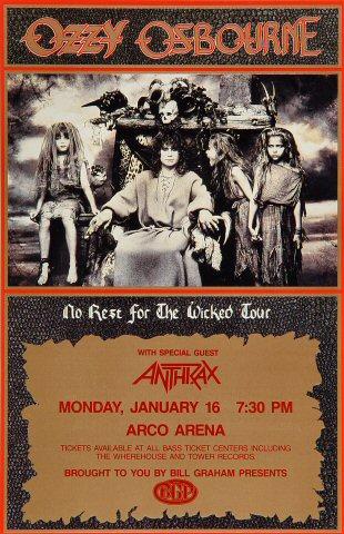 Ozzy Osbourne Vintage Concert Handbill from Oakland Coliseum