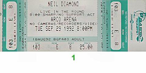 Neil Diamond Vintage Ticket