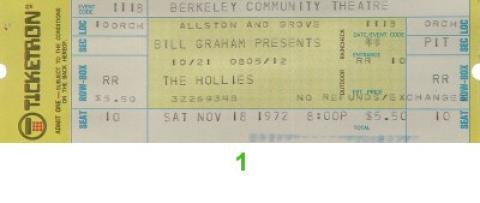 The Hollies Vintage Ticket
