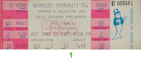 The Kinks Vintage Ticket