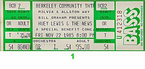 Huey Lewis & the News Vintage Ticket