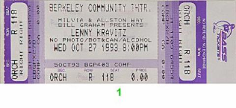 Lenny Kravitz Vintage Ticket