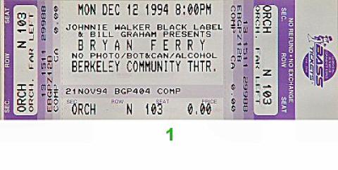 Bryan Ferry Vintage Ticket
