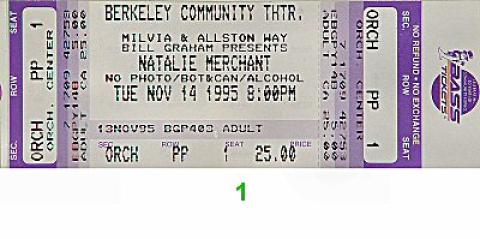 Natalie Merchant Vintage Ticket