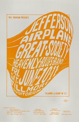 Jefferson Airplane Vintage Concert Handbill from Fillmore
