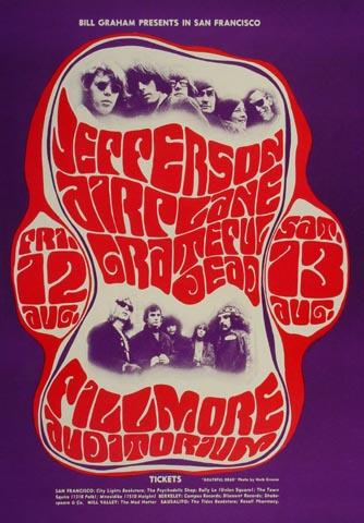 Jefferson Airplane Vintage Concert Poster from Fillmore Auditorium