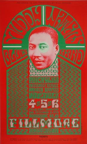Muddy Waters Vintage Concert Poster from Fillmore Auditorium