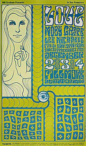 Love Vintage Concert Poster from Fillmore Auditorium, Dec 2, 1966