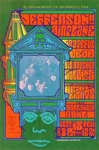 Jefferson Airplane Vintage Concert Poster from Hollywood Bowl, Sep