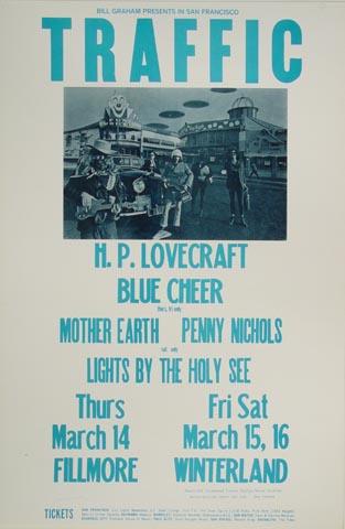 Traffic Vintage Concert Poster from Fillmore Auditorium, Mar 14