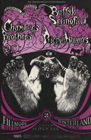 Buffalo Springfield Vintage Concert Poster from Denver Dog, Oct 6