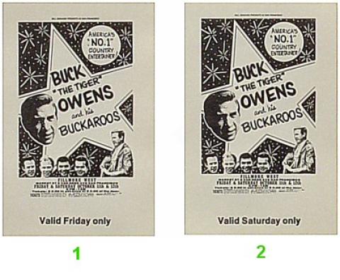 Buck Owens and the Buckaroos Vintage Ticket