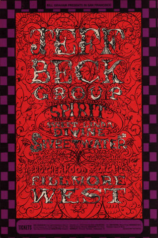 Jeff Beck Group Vintage Concert Handbill from Fillmore West