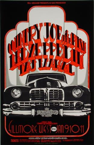 Led Zeppelin Vintage Concert Poster from Fillmore West, Jan 9