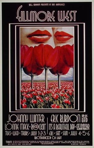 Johnny Winter Vintage Concert Poster from Fillmore West, Jul 1
