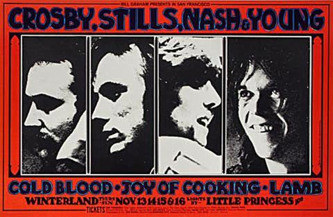 Crosby, Stills, Nash & Young Vintage Concert Poster from
