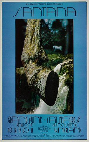 Santana Vintage Concert Poster from Winterland, Dec 18, 1969 at