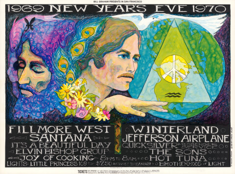 Santana Vintage Concert Poster from Fillmore West, Dec 31, 1969 at