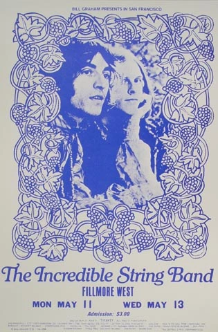 The Incredible String Band Vintage Concert Handbill from Fillmore The Incredible String Band Vintage Concert Handbill from Fillmore