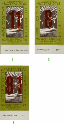 Grateful Dead Vintage Concert Vintage Ticket from Fillmore