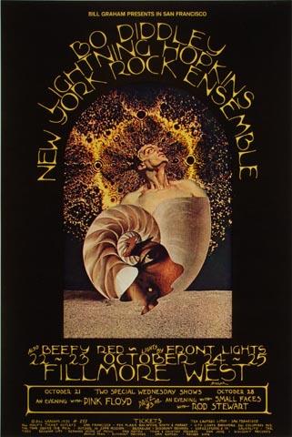 Bo Diddley Vintage Concert Poster from Fillmore Auditorium, Jul 4