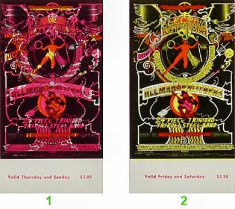 allman brothers band ビンテージコンサートポスター The Allman Brothers Band Vintage Concert Vintage Ticket from