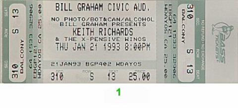 Keith Richards Vintage Ticket