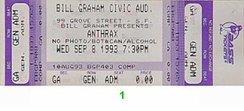 Anthrax Vintage Ticket