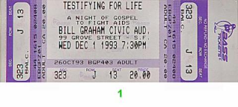 Testifying For Life: A Night of Gospel to Fight AIDS Vintage Ticket