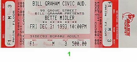 Bette Midler Vintage Ticket