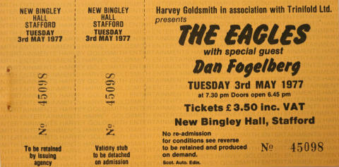 The Eagles Vintage Ticket