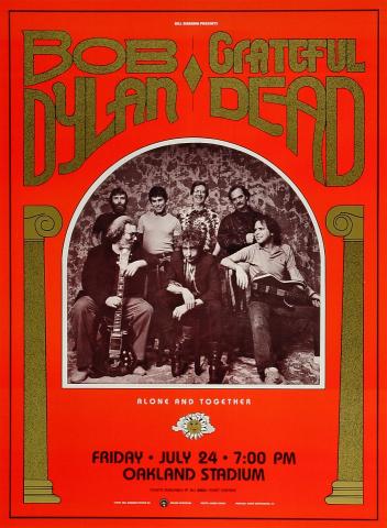 Bob Dylan Vintage Concert Poster from Oakland Coliseum Stadium