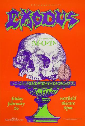 Exodus Vintage Concert Poster from Warfield Theatre, Feb 26