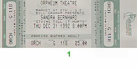 Sandra Bernhard Vintage Ticket