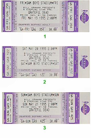 Grateful Dead Vintage Concert Vintage Ticket from Sam Boyd Stadium