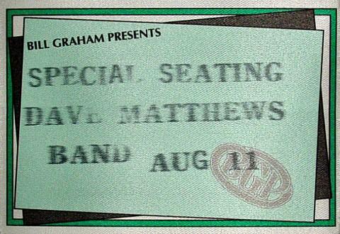 Dave Matthews Band Backstage Pass