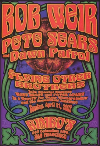 Bob Weir Vintage Concert Poster from Bimbo's 365, Apr 21, 2002 at ...