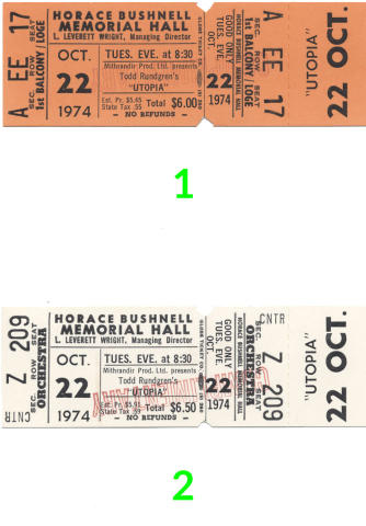 Todd Rundgren Vintage Ticket